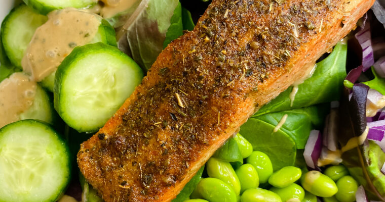 Air Fried Salmon Salad